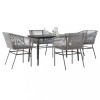 Gossi set de sufragerie de gradina 5 piese sticla poliratan gri