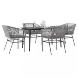 Gossi set de sufragerie de gradina 5 piese sticla poliratan gri