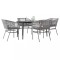 Gossi set de sufragerie de gradina 5 piese sticla poliratan gri