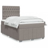 Cumpara ieftin Pat box spring cu saltea, taupe, 120x190 cm material textil