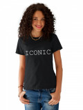 Cumpara ieftin Tricou dama negru - ICONIC - XL, THEICONIC