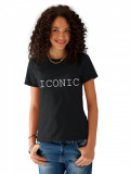 Cumpara ieftin Tricou dama negru - ICONIC - S, THEICONIC