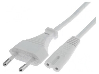 Cablu Alimentare 2x0,75mm2 3m Cu Mufă CEE 7/16 și Conector IEC C7 foto