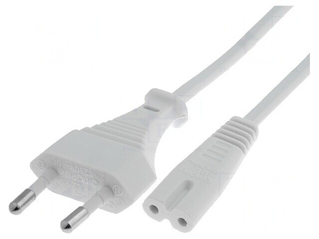Cablu Alimentare 2x0,75mm2 3m Cu Mufă CEE 7/16 și Conector IEC C7