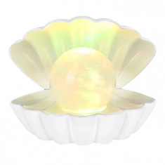 Veioza LED RGB Scoica cu perla, 0.45W, alba, moderna