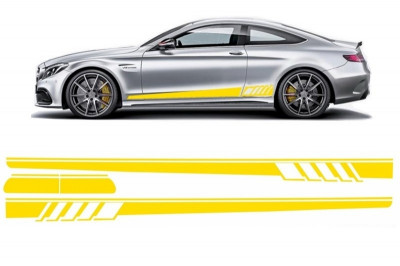 Stickere Laterale Galben Mat compatibil cu MERCEDES Clasa C C205 Coupe A205 Cabriolet (2014-up) STICKERC205YE foto