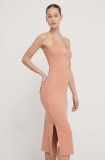 Roxy rochie culoarea roz, midi, mulată, ERJKD03467