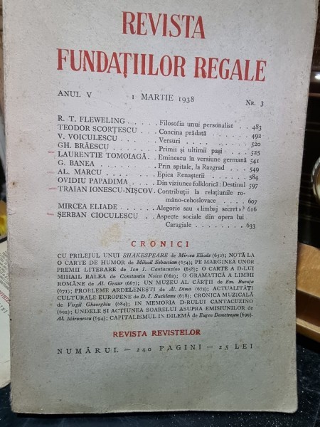 Revista Fundatiilor Regale Anul V 1 Martie 1938 Nr. 3