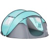 Cort camping, 4 persoane, impermeabil, tip igloo, cu 2 ferestre, 2 intrari, husa, deschidere automata,&nbsp;albastru deschis si gri, 286x209x122 cm GartenV, ART