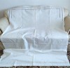 Cearceaf Vintage din bumbac cu broderie manuala pe o latura scurta- 1 pers.