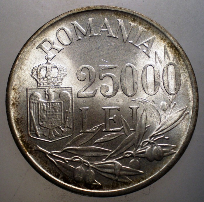 R.182 ROMANIA MIHAI I 25000 LEI 1946 XF/AUNC