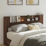 Tablie de pat cu dulap si LED, stejar maro, 180x16,5x103,5 cm GartenMobel Dekor, vidaXL