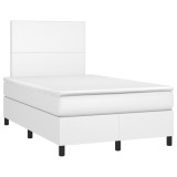 Cumpara ieftin Pat box spring cu saltea, alb, 120x190 cm, piele ecologica