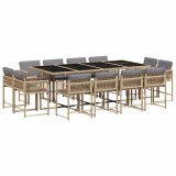 Set mobilier gradina cu perne, 13 piese, bej combinat poliratan