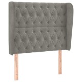 Cumpara ieftin Tablie de pat cu aripioare gri deschis 93x23x118/128 cm catifea