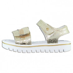 Sandale fete piele naturala - Melania alb auriu - Marimea 30