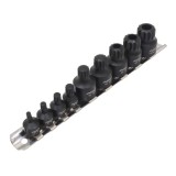 Set chei tubulare de impact scurte, cu sina organizatoare, 3/8", 9 piese, Asta