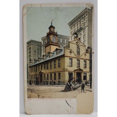 OLD STATE HOUSE FROM WASHINGTON STREET , BOSTON , CARTE POSTALA , 1909