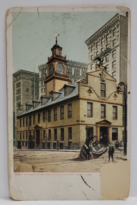 OLD STATE HOUSE FROM WASHINGTON STREET , BOSTON , CARTE POSTALA , 1909 foto