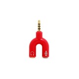 Adaptor splitter jack audio de 3,5 mm Microfon si casti-Culoare Roșu