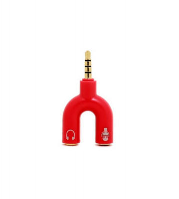 Adaptor splitter jack audio de 3,5 mm Microfon si casti-Culoare Roșu foto
