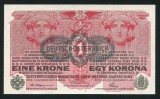 q727 UNGARIA BANCNOTA DE 1 korona krone una coroana 1916 supratipar D&Ouml; NECIRCULATA UNC a circulat in Transilvania si Bucovina text in limba romana