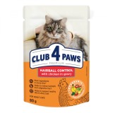 Club 4 Paws Premium Hrana umeda pisici hairball control, cu pui in sos 24x80g