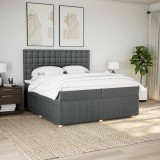 Gossi pat box spring cu saltea, gri inchis, 200x200 cm, textil