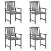 Set 4 Scaune Gradina Gossi cu Perne Gri, Lemn Acacia, Exterior