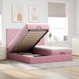 vidaXL Cadru de pat otoman cu saltele Roz 160x200cm catifea 3314602