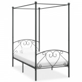 VidaXL Cadru de pat cu baldachin, gri, 100 x 200 cm, metal