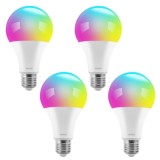 Cumpara ieftin Set 4 becuri LED, RGB, 10 W, E27, cu telecomanda, 16 culori, 7x13 cm