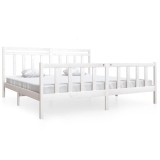 Cumpara ieftin Cadru de pat, alb, 200x200 cm, lemn masiv
