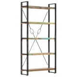 Cumpara ieftin Biblioteca cu 5 rafturi, 90 x 30 x 180 cm, lemn masiv reciclat