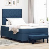 VidaXL Pat cu arcuri cu saltea albastru 120 x 200 cm țesătură 3344141