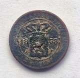 Indiile Olandeze de Est 21/2 Cents 1858 Indonezia km #308.1 moneda din cupru