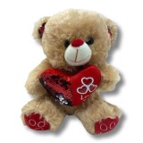 Urs de plus maro cu inima 20cm