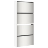 Cumpara ieftin Pantofar cu oglinda, 4 niveluri, alb extralucios, 63x17x134 cm
