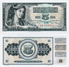 IUGOSLAVIA 5 dinara 1968 UNC!!! foto