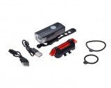 Set Far + Stop Bicicleta 300 Lumeni AWR1211, USB, Impermeabil IPX6, ABS, 4 Moduri Iluminare, 66x29x22mm