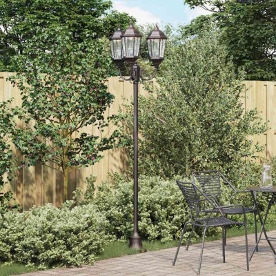 St&amp;acirc;lp de iluminat pentru grădină 3-lămpi E27 Bronz 220 cm Aluminiu foto
