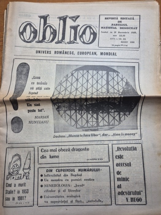 ziarul oblio 24 august 1990