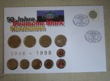 GERMANIA - Plic Filatelic si Set Monede &quot;50 Ani DM&quot; - UNC