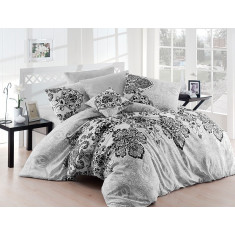 Lenjerie de pat din bumbac 100%, dubla, cu 2 fete de perna, Valentini Bianco model Luxury Gri