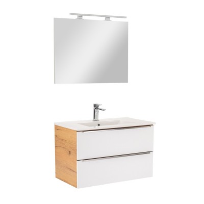 Mobilier complet de baie Vario Trim 80 stejar-alb foto