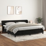 VidaXL Pat box spring cu saltea, negru, 200x200 cm, catifea