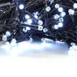 Instalatie brad de craciun lineara, 8 jocuri de lumini, beculet in 6 colturi, 24 m din care 1m prelungitor 220v, 300 led, controler, alb rece, Oem