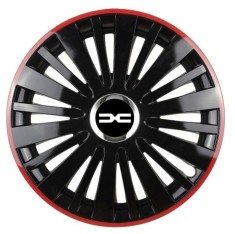 Set 4 Capace Roti pentru Dacia Nou, model Falcon Black Cu Rama Rosie, R16, DACIA