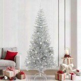 VidaXL Brad de Crăciun cu 300 LED cu suport Argintiu 240 cm PET 3396697
