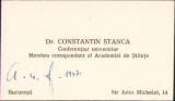 A1762 Cartea de vizită a profesor universitar dr. Constantin Stanca, 1947